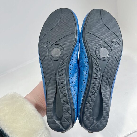 Pluggz Grounding Shoes Earthing Shoes Blue Leather Laser Cut Ballet Flats Size 7 - Picture 7 of 9